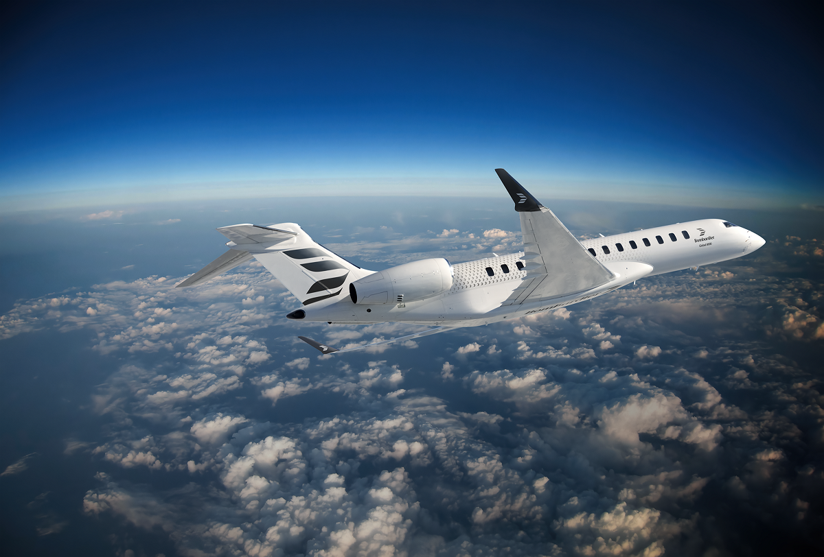 Bombardier Global 8000 avec le nouveau logo de Bombardier, le Mach.