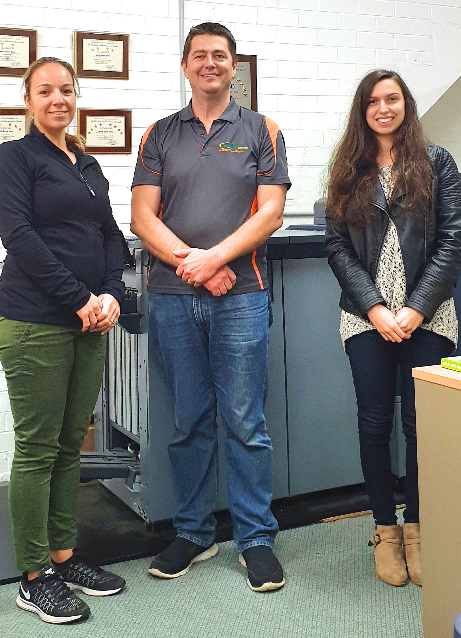 Minuteman Press printing franchise, Croydon, VIC, Australia – Left to Right: Kerryn Porter, Sam Porter, and Laura Carpinteri.