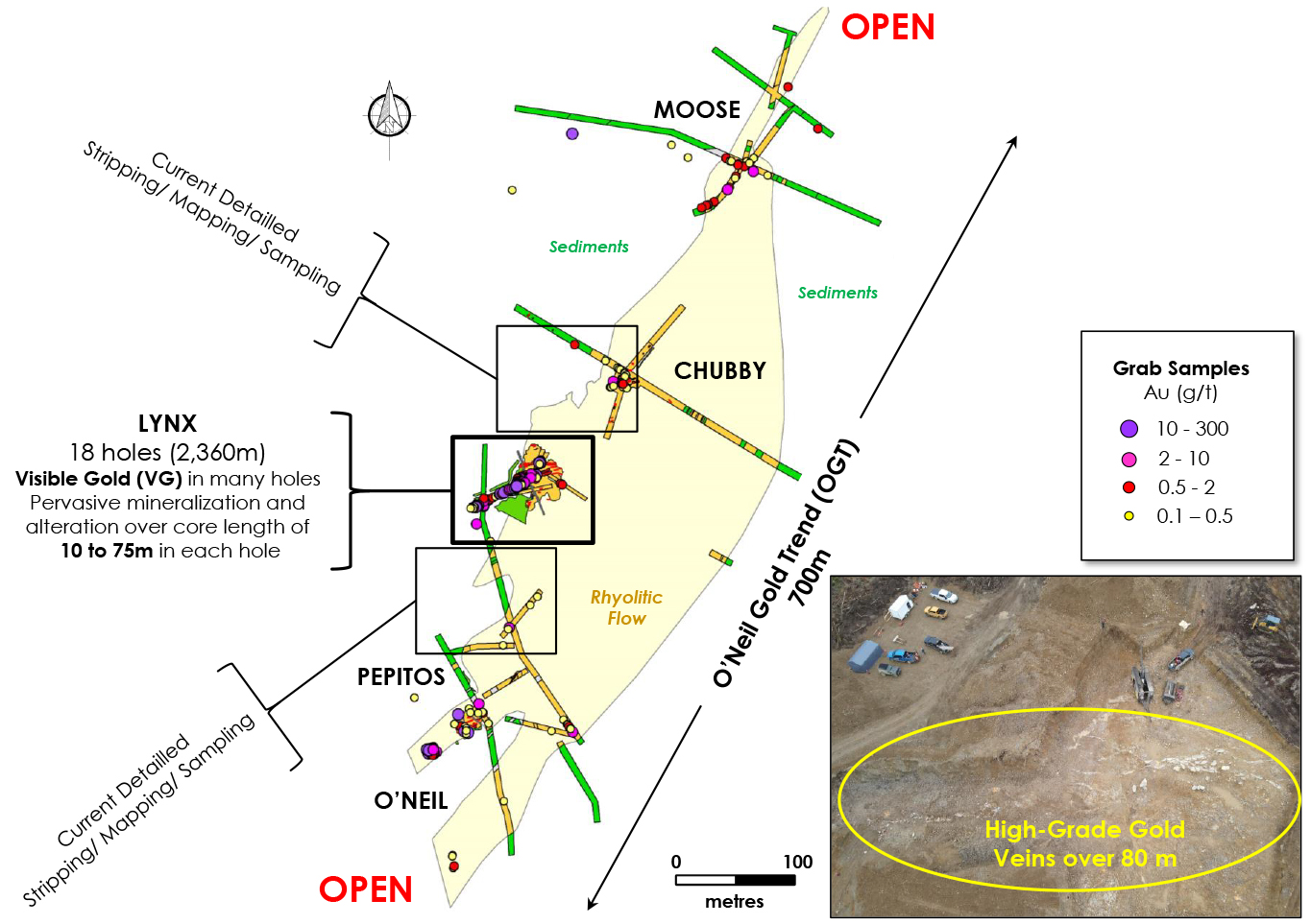 Figure 3: Geological Mapping of the O’Neil Gold Trend (OGT)