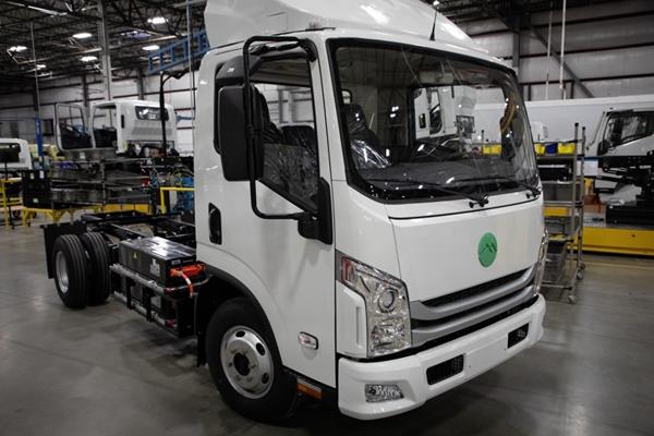 The Mullen THREE, a commercial class 3 cab forward EV chassis truck, starting at $68,500 MSRP
