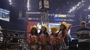 TAAT™ promotional models wore traditional “rancher” style attire during the PBR “Unleash the Beast” invitational events this weekend at the MGM Grand Garden Arena in Las Vegas