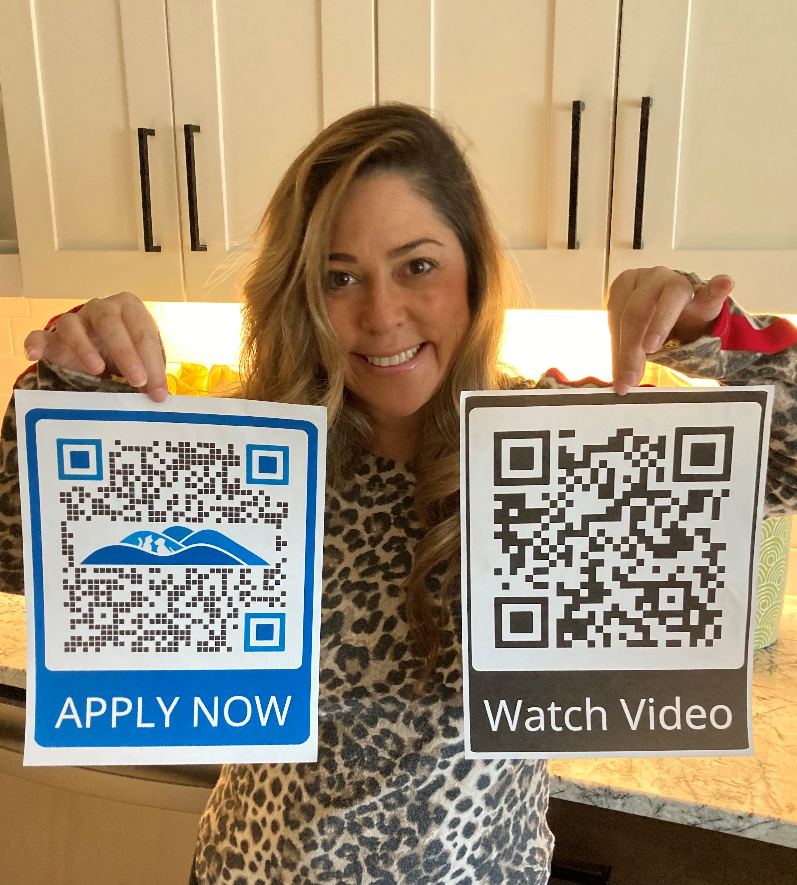 Innovetive Petcare employee shares QR codes for their veterinary recruiting efforts. 