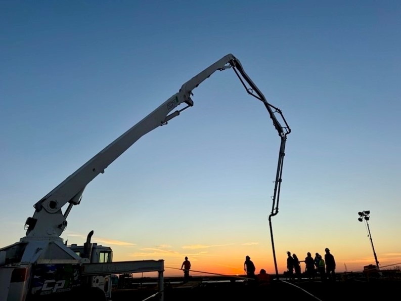 Laying concrete for one of the miner wings at Black Pearl