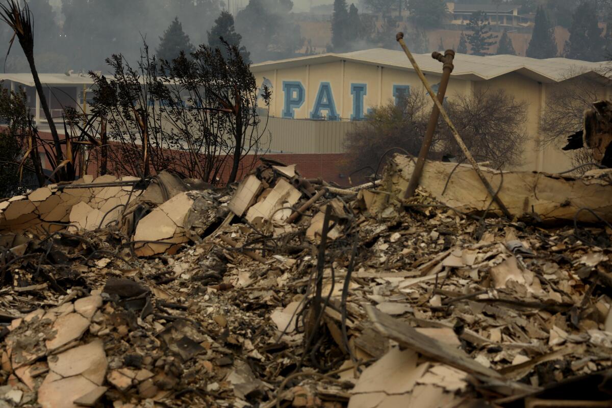 Damage to Palisades Charter High School