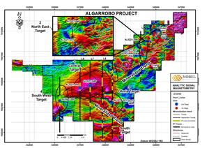 Algarrobo geophysical target drilling, drill hole location map.