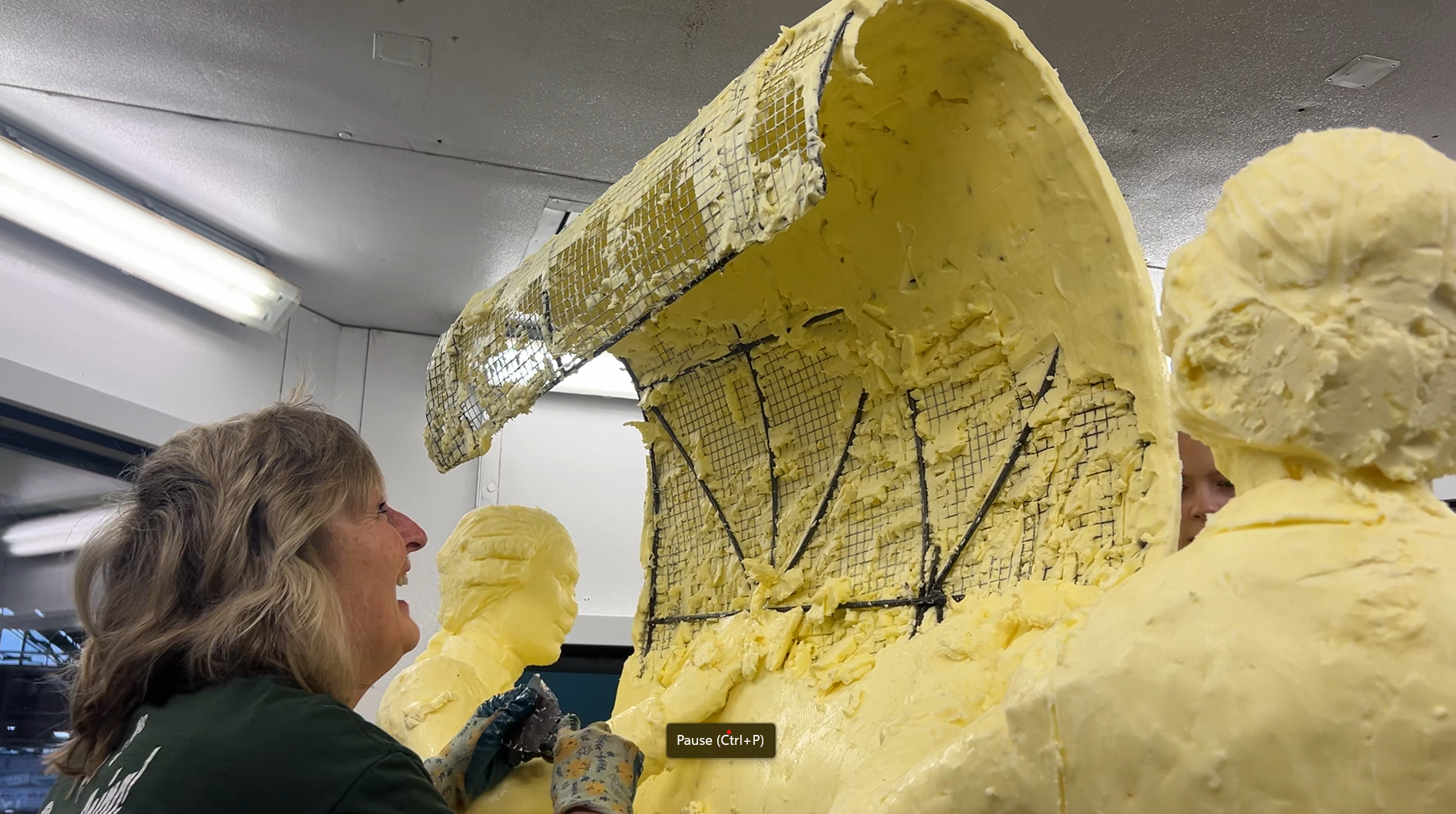 Butter Sculpture Recycling: PA Farm Show Butter Sculpture is deconstructed for recycling into renewable energy at a dairy farm.