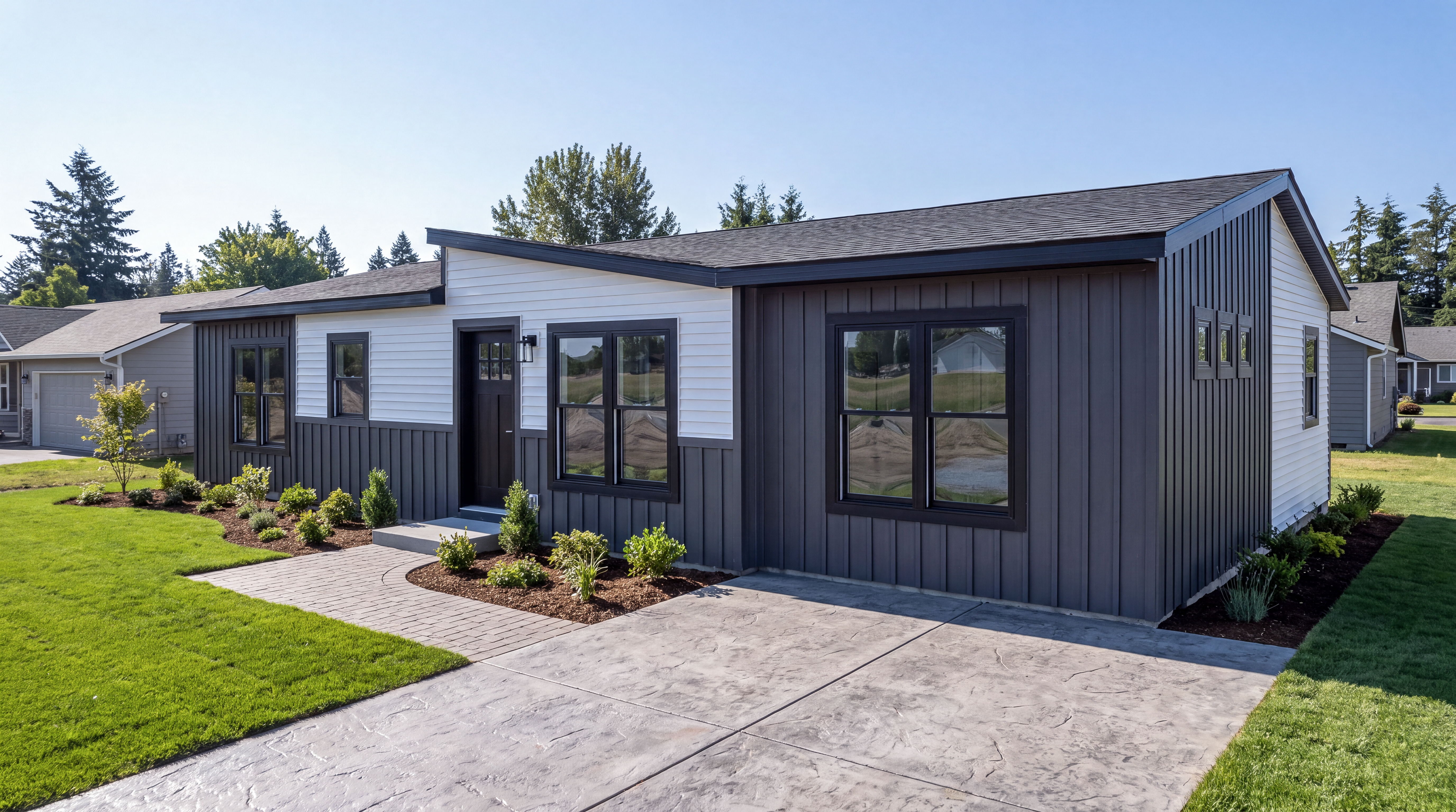 The Grande Arbor by Cavco Industries, the first frameless HUD-code manufactured home with a multigenerational/mixed-household floor plan.
