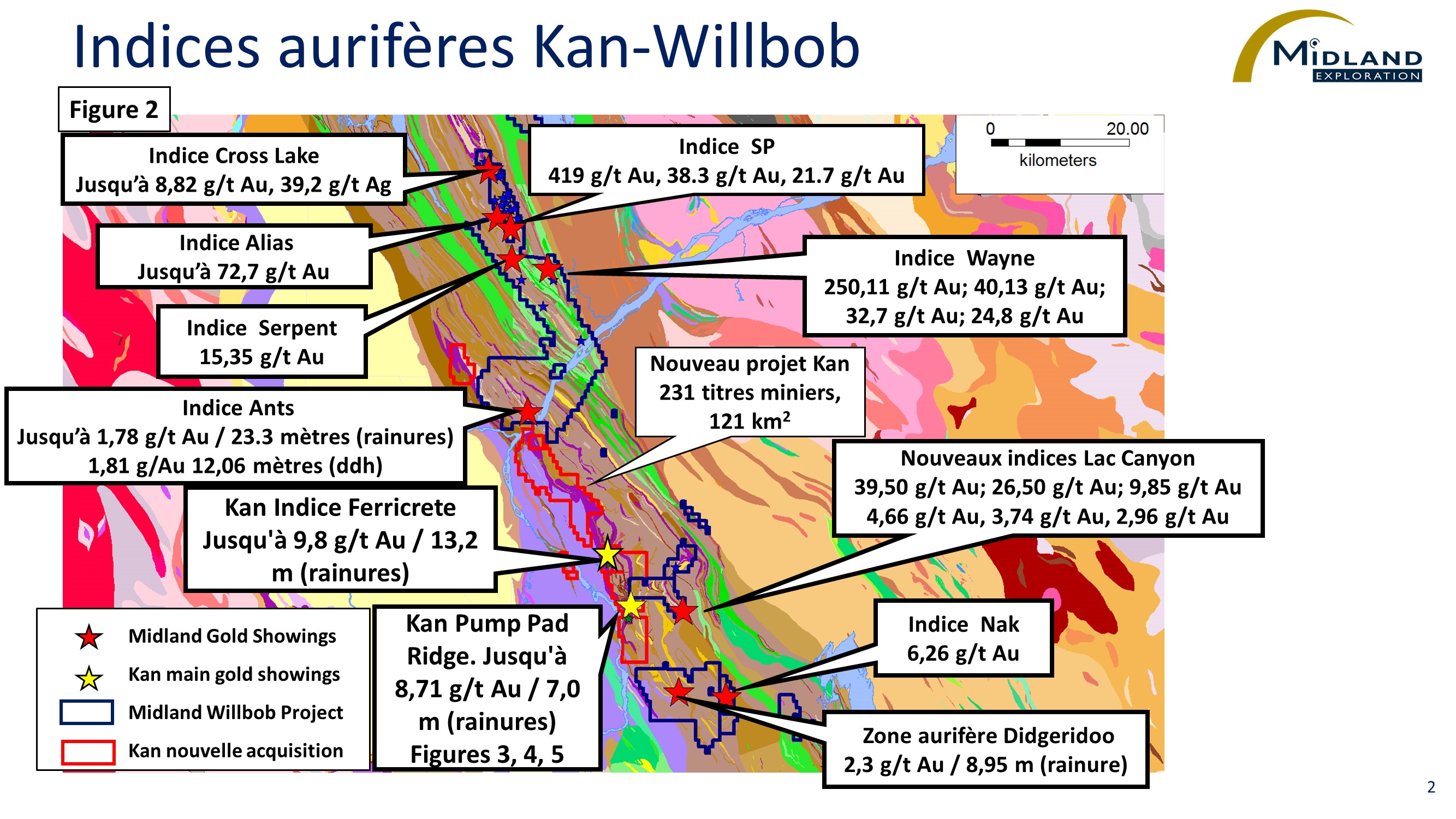 Figure 2 Midland annonce l'acquisition du projet aurifère Kan