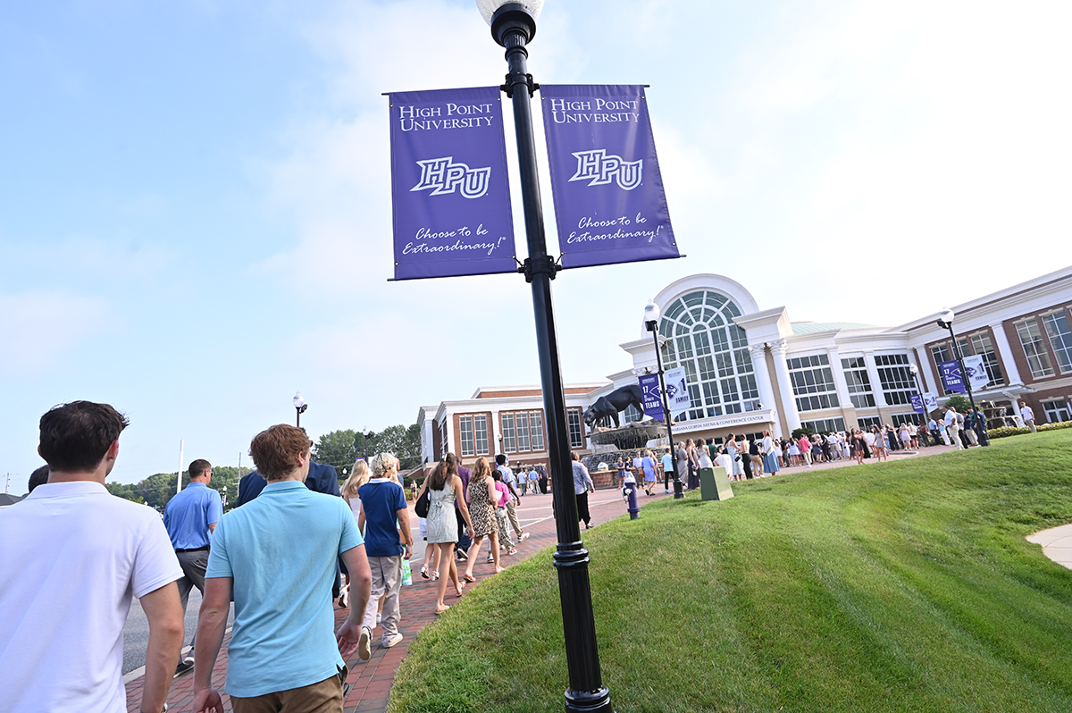 High Point University's enrollment includes 1,760 new undergraduate and graduate students. New students made their way into the Nido and Mariana Qubein Arena and Conference Center for Opening Convocation on Aug. 16, 2026.