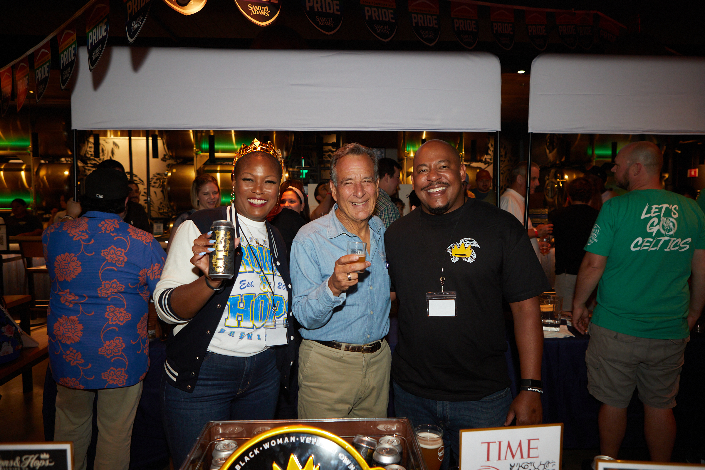 Brewing & Business Experienceship 2024 Winner (Beny Ashburn, Crowns & Hops Co-Founder and a coworker) with Jim Koch