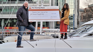 Priyansu Nath, founder and CEO of House of Tula, wins the £10,000 Startup Race cash prize. Nath stands with James Shoemark, co-founder of The Startup Race.