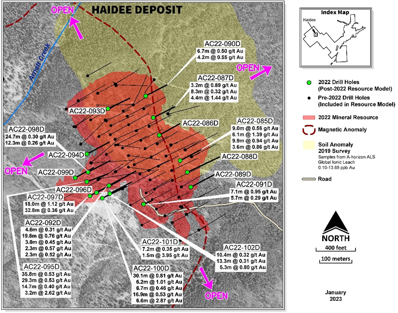 Haidee Deposit Area Drill Program Results (January 2023)