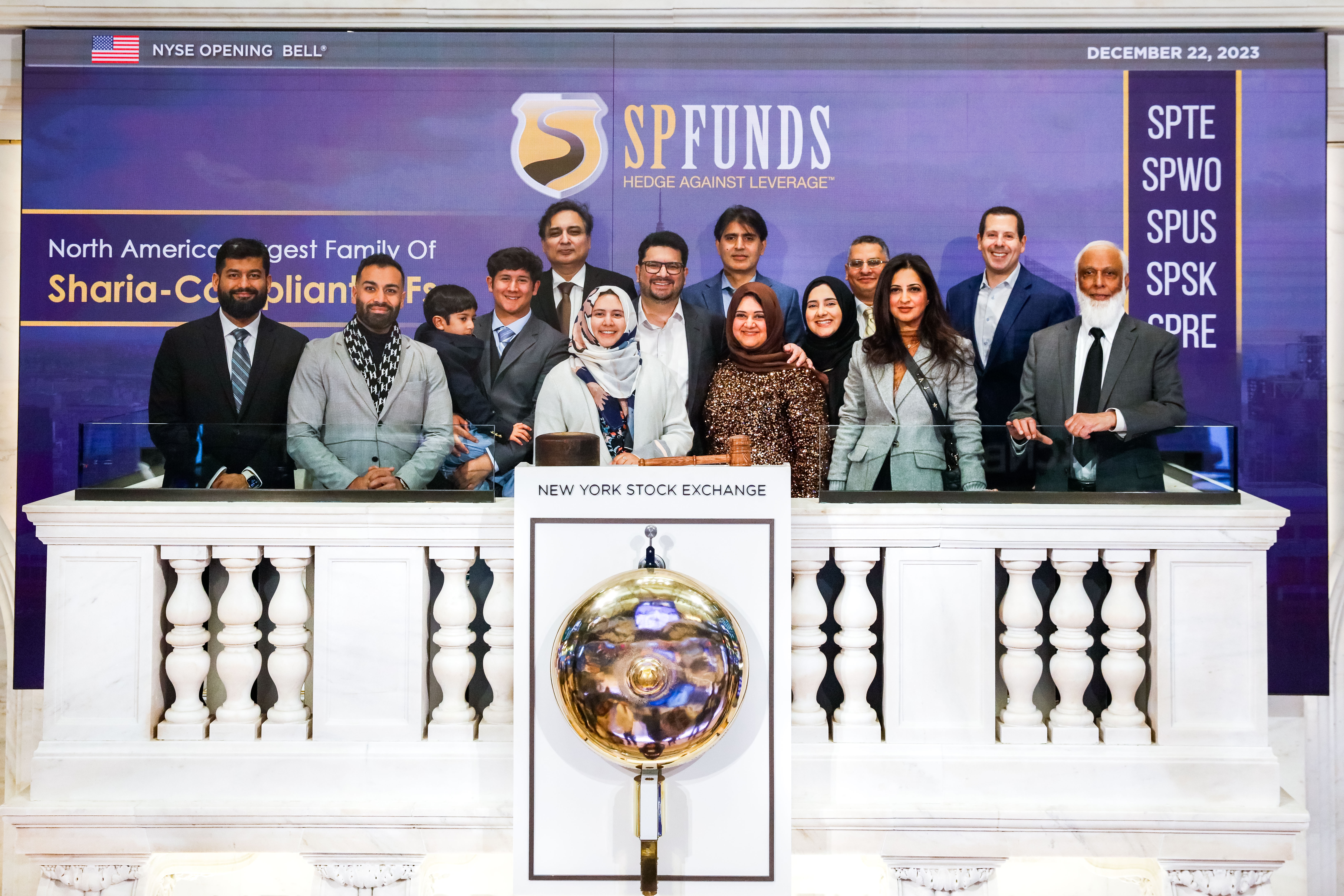 SP Funds rang The Opening Bell® for the second time at the New York Stock Exchange on December 22, 2023. CEO of SP Funds, Naushad Virji was accompanied by senior management and executives of SP Funds.