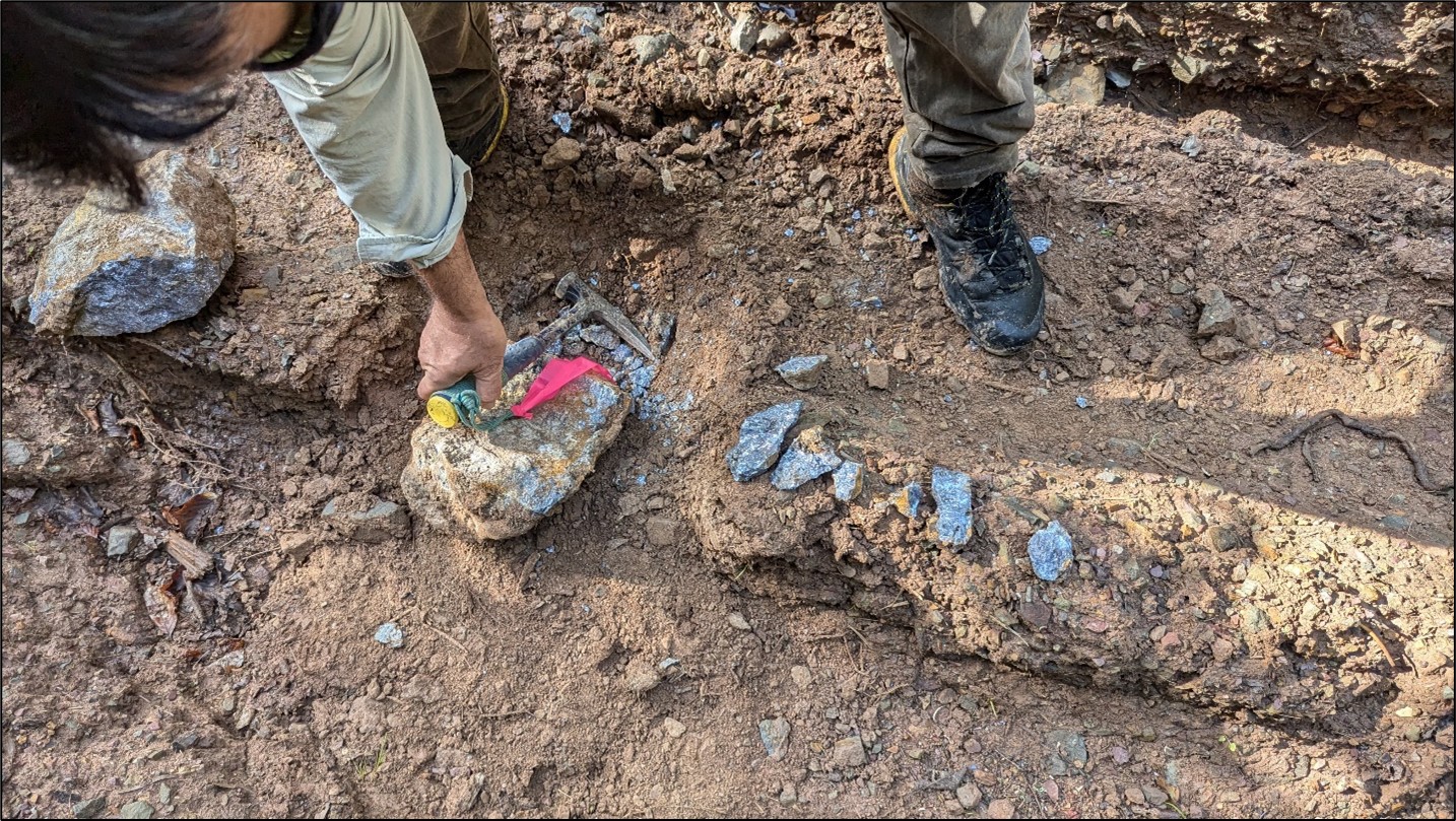 Massive galena mineralization in boulders at Barice