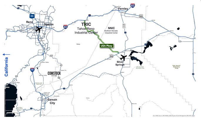Silver Springs Proximity to Tahoe Reno Industrial Center