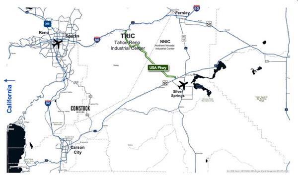 Silver Springs Proximity to Tahoe Reno Industrial Center