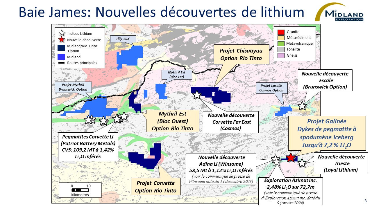 Figure 3 Baie-James Nouvelle découvertes de lithium