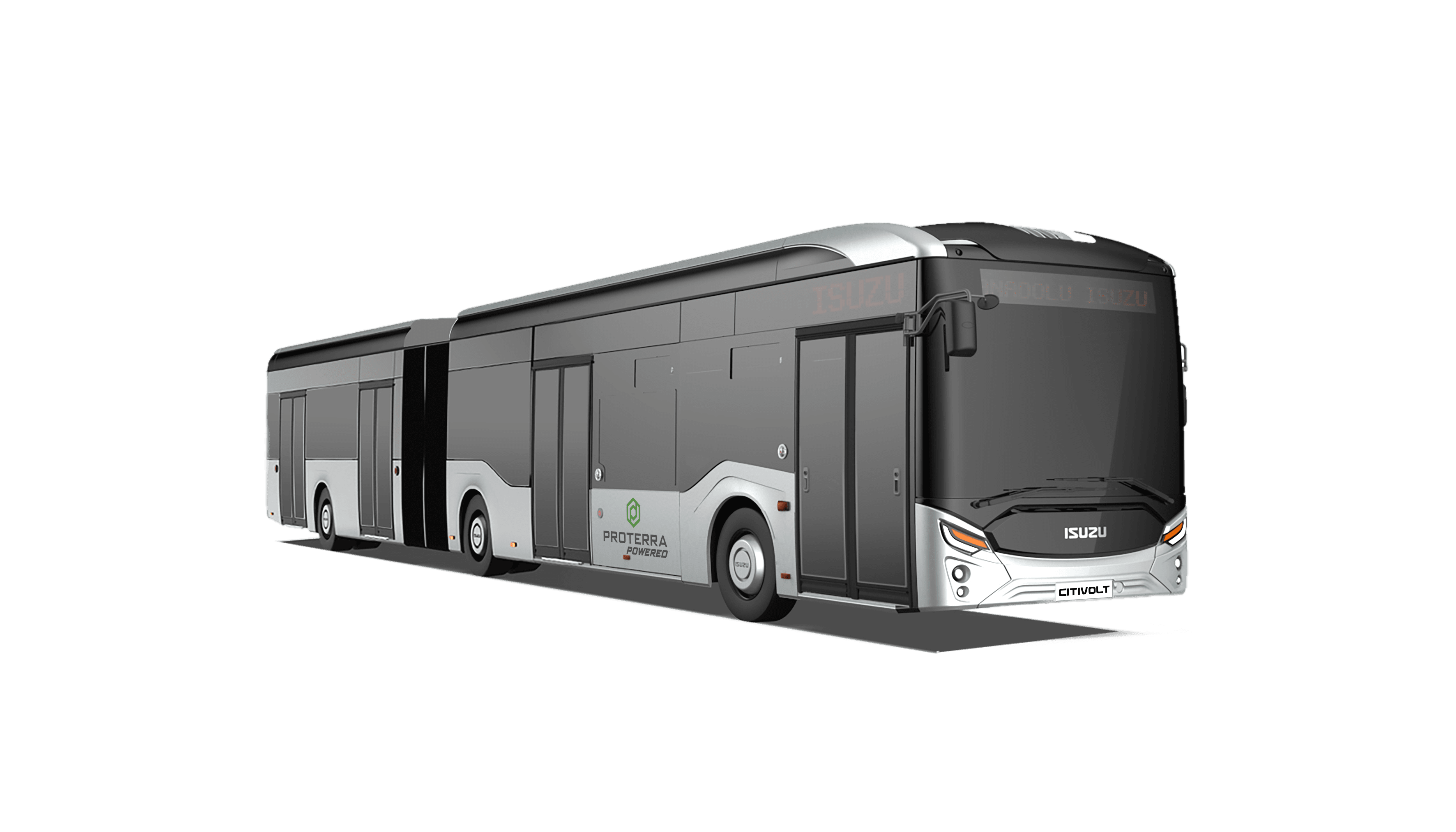 A Citi VOLT 18-meter battery-electric transit bus 