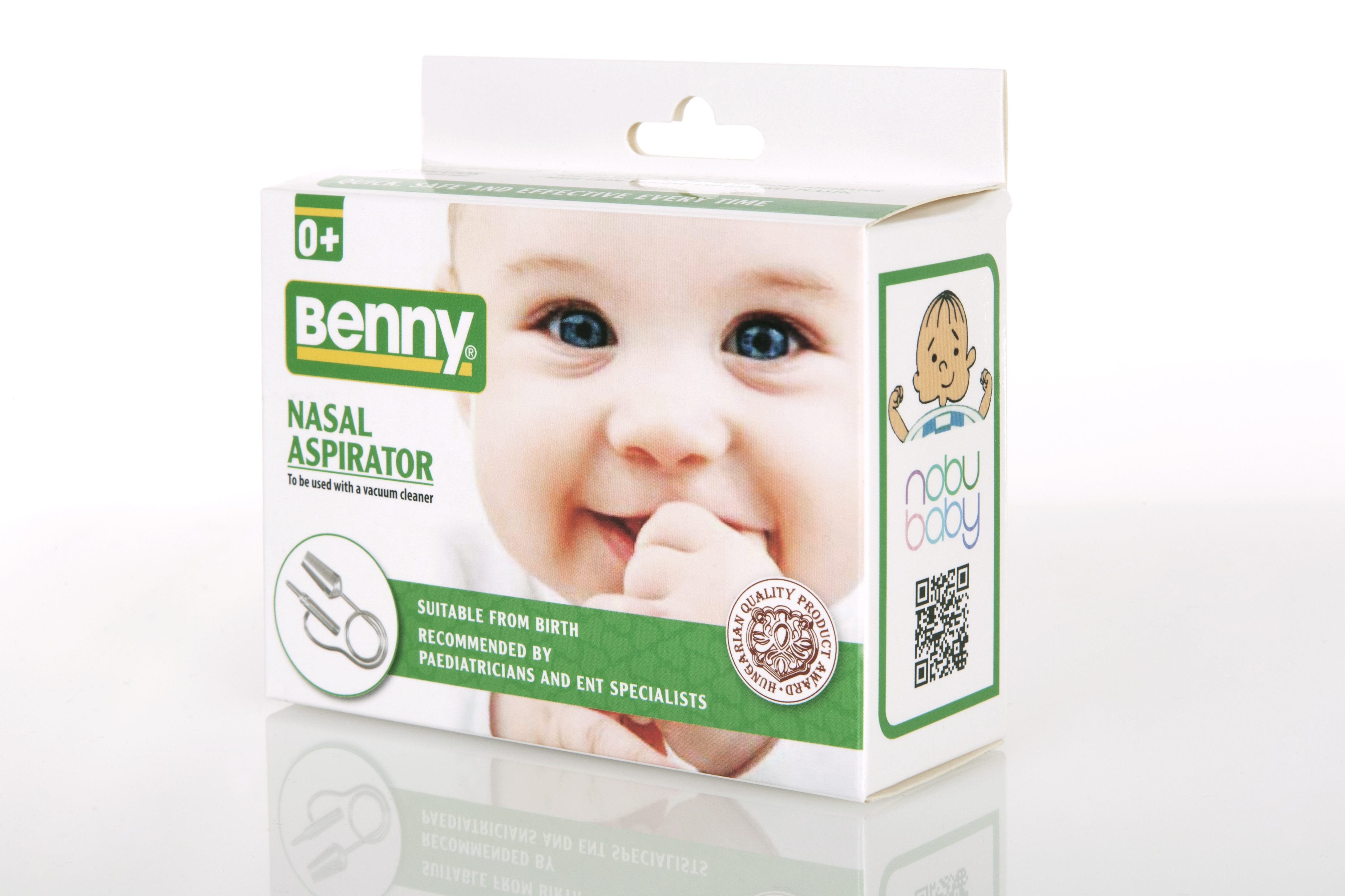 Nobu Baby’s Benny Nasal Aspirator, developed by ENT specialists, is the closest to the hospital-grade aspirators - fast, safe and suitable for babies from birth.

