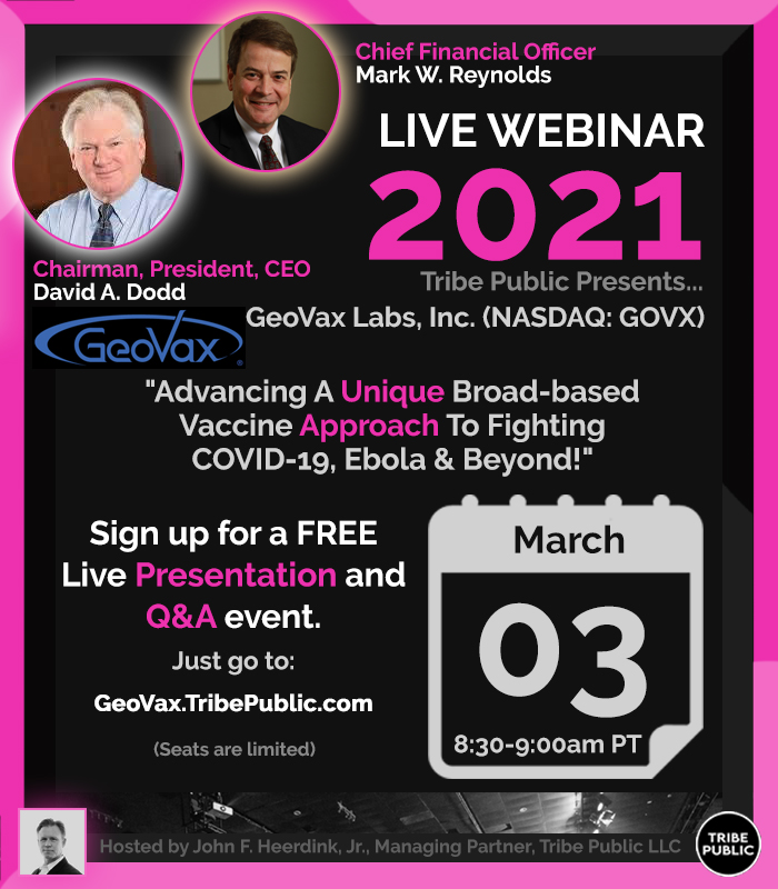 Tribe GeoVax Event Flier March 3, 2021