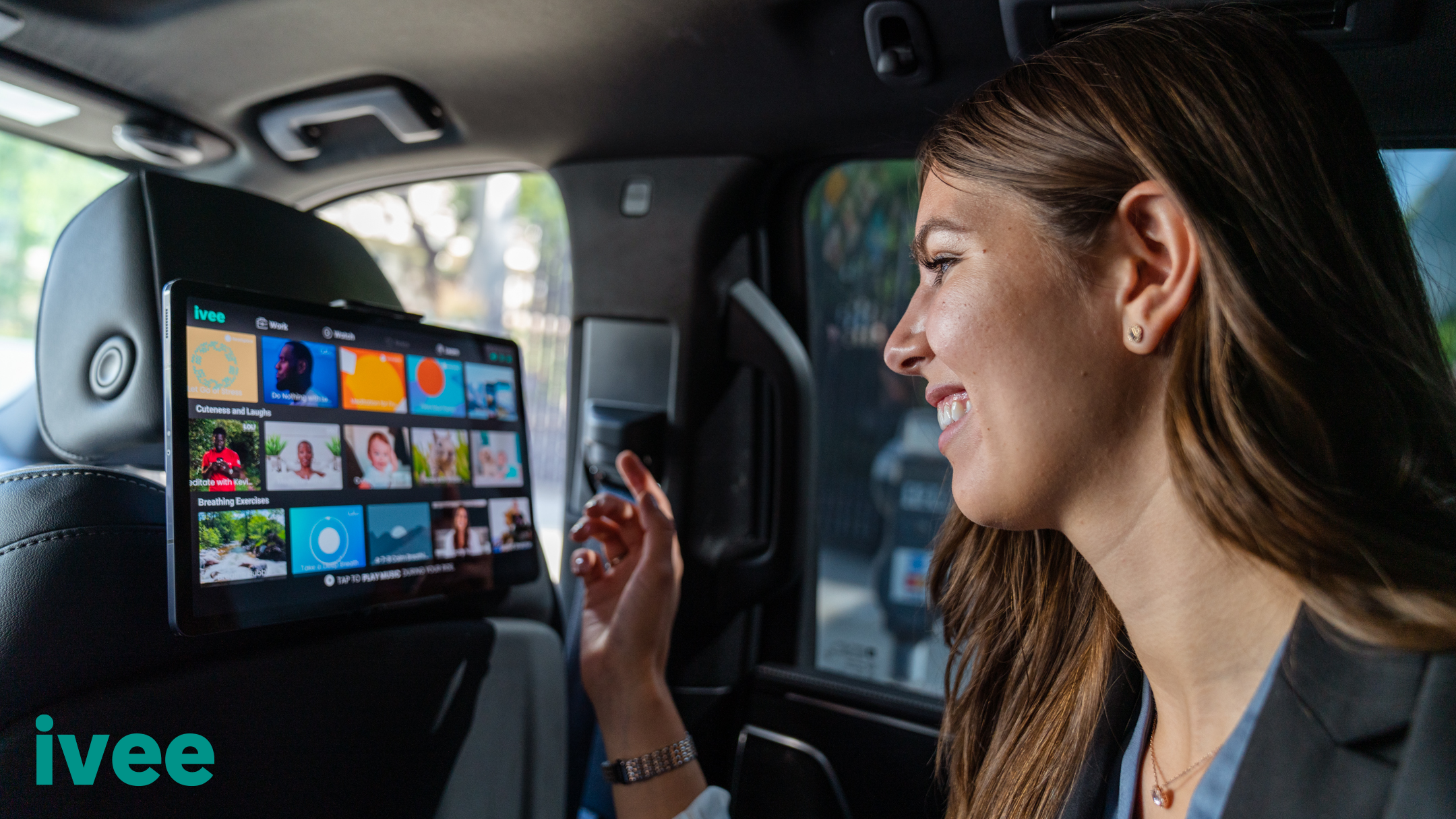 When a passenger enters a cab with Ivee’s “Smart Taxi,” they can choose their own content.