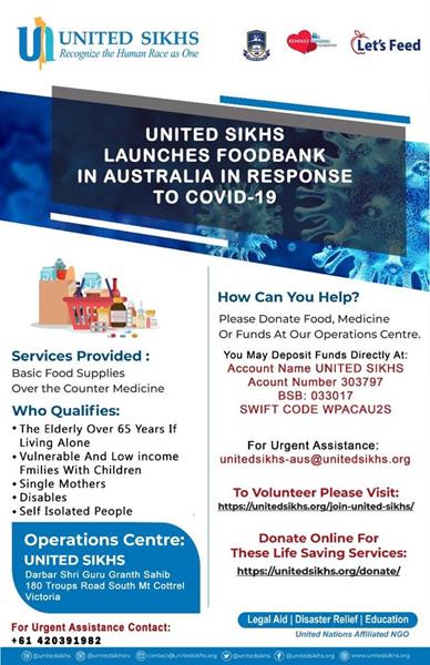 UNITED SIKHS FOOD BANK IN RESPONSE TO COVID -19 PANDEMIC