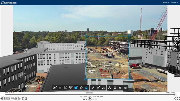 EarthCam image overlays aligned with BIM environment (Courtesy: Hunter Roberts Construction Group, Princeton University) 