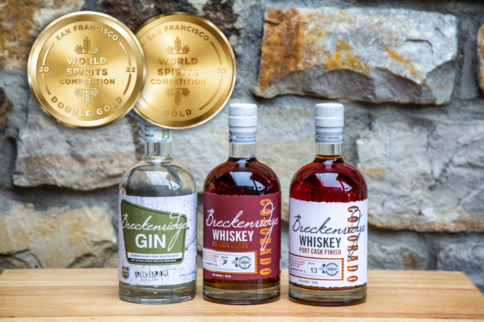 The 2022 San Francisco World Spirits Competition awarded Breckenridge Gin and Breckenridge PX Sherry Cask Finish with Double Gold medals and Breckenridge Port Cask Finish with a Gold medal