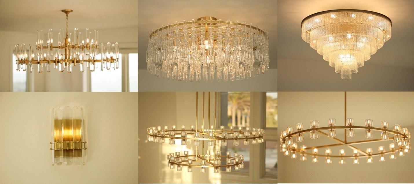 From left to right: Prism, Radiance, Cascade (top row); Lustre, Sunset, Sunrise (bottom row).