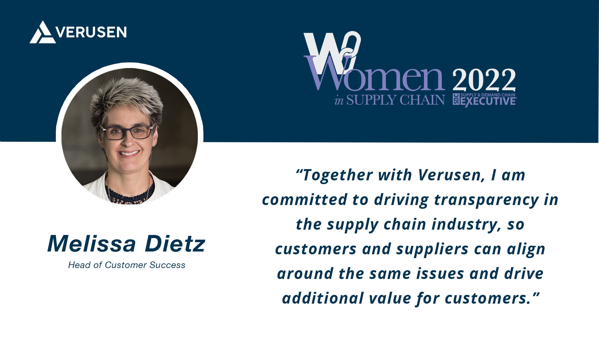 Verusen's Melissa Dietz receives Supply & Demand Chain Executive Award