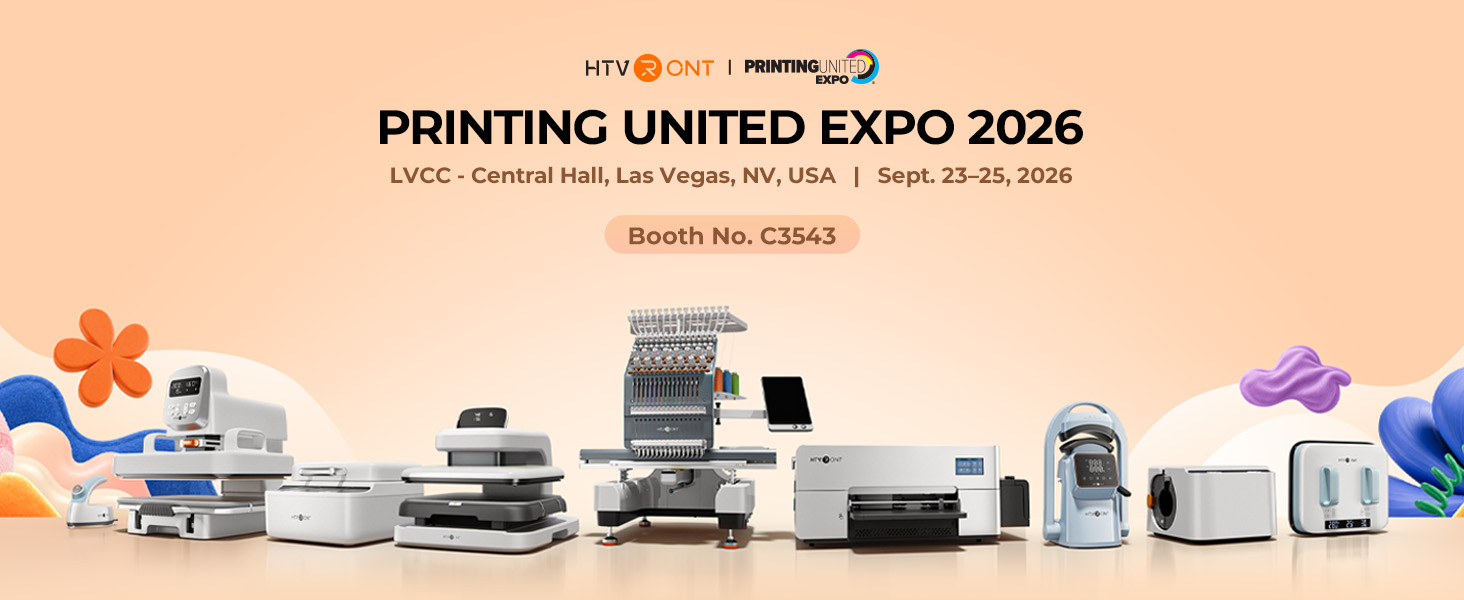  HTVRONT product lineup for PRINTING United Expo 2026 at Booth C3543 in Las Vegas