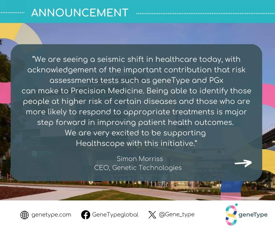 Simon Morriss, Genetic Technologies CEO's Statement