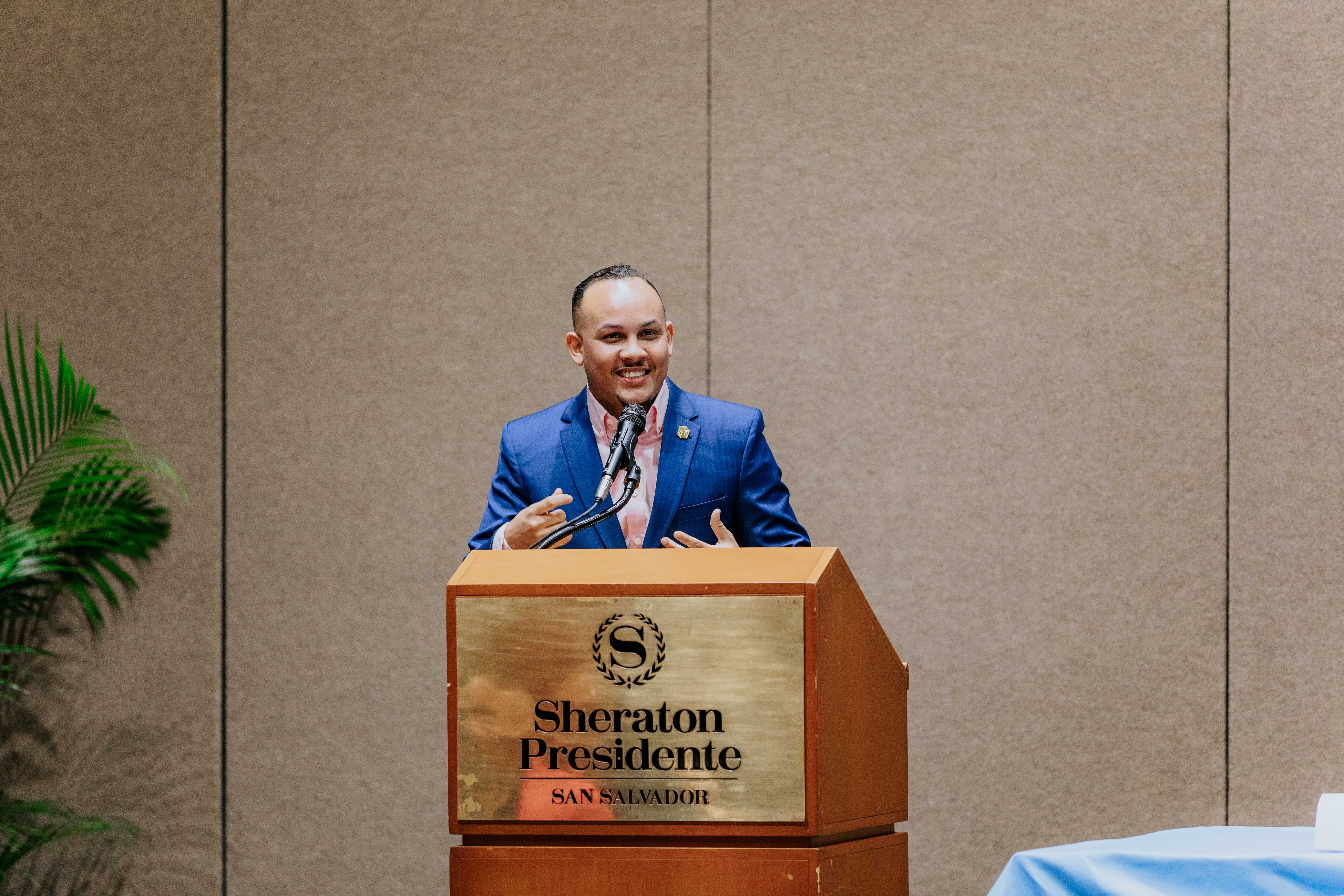 Jairo Gonzales at one of his important meetings in El Salvador.