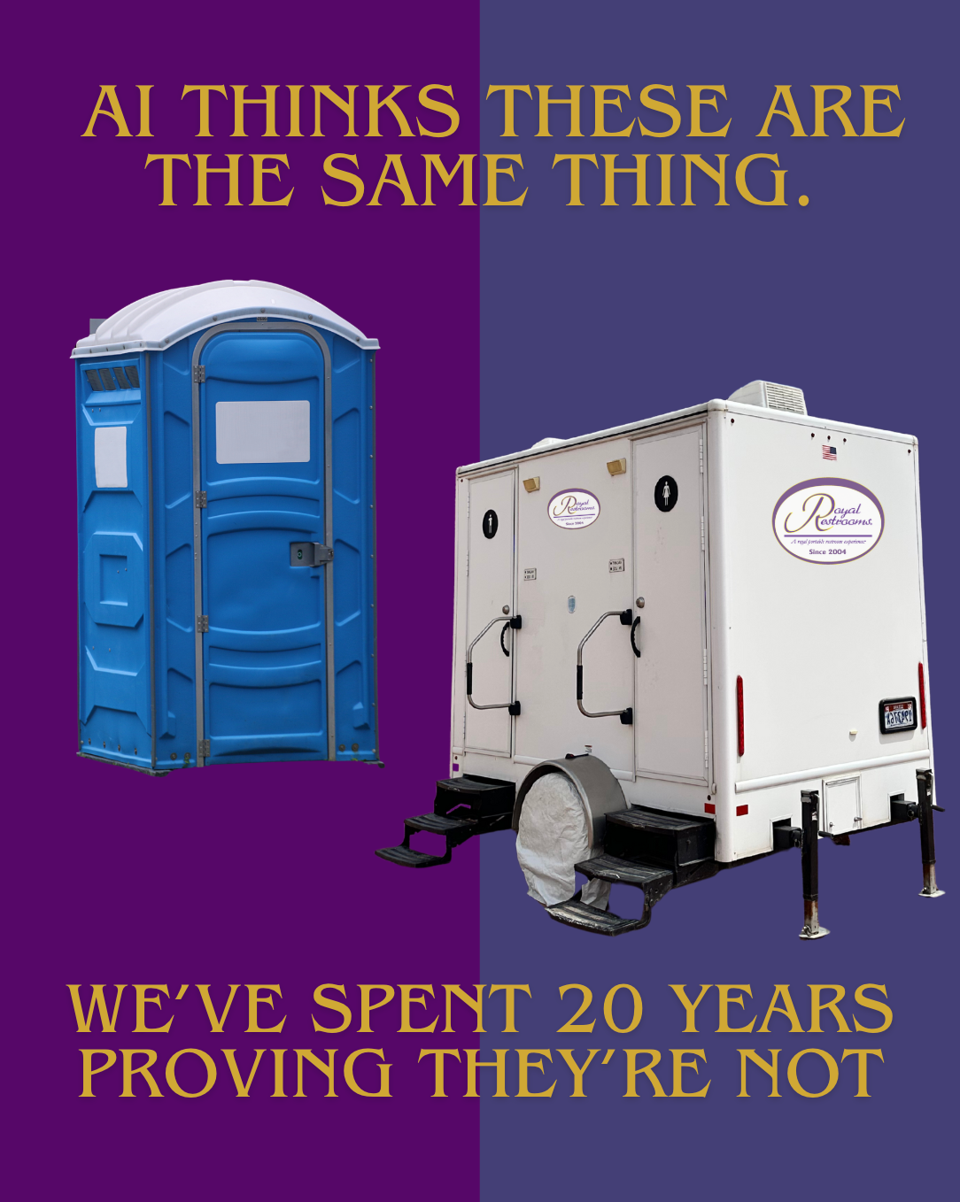 Portable Toilet VS Royal Restrooms Trailer