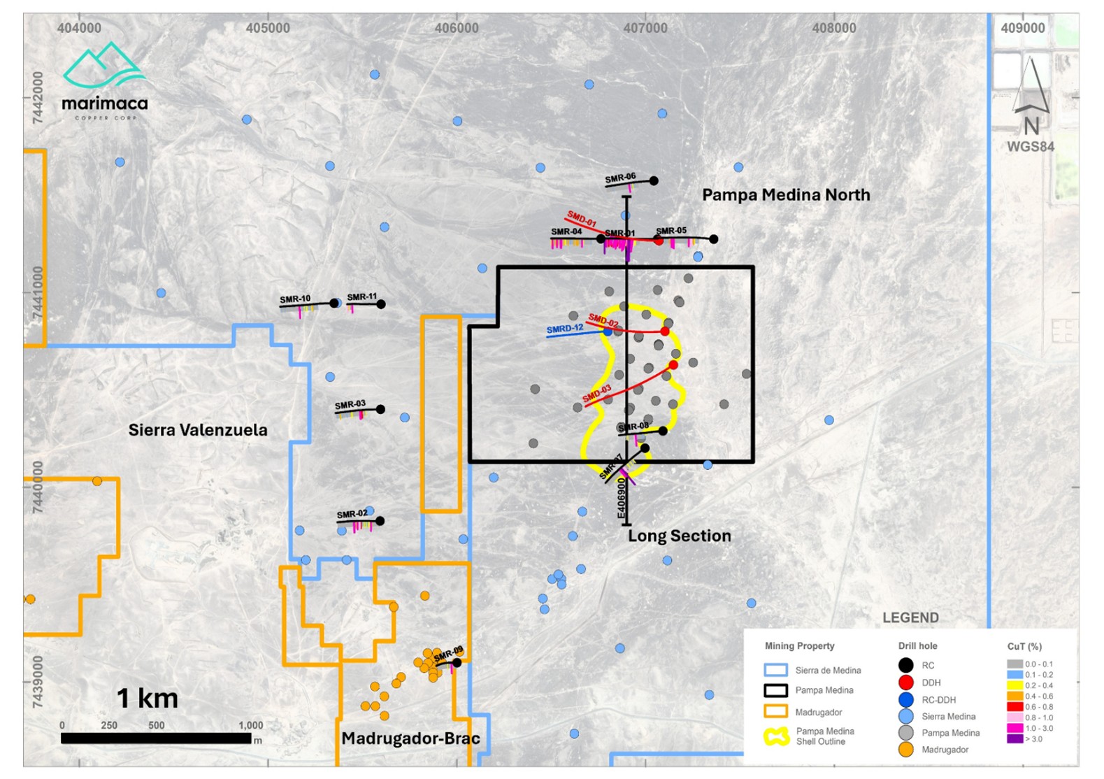 Southern Sierra de Medina - Pampa Medina Deposit and Step-out Drilling Locations