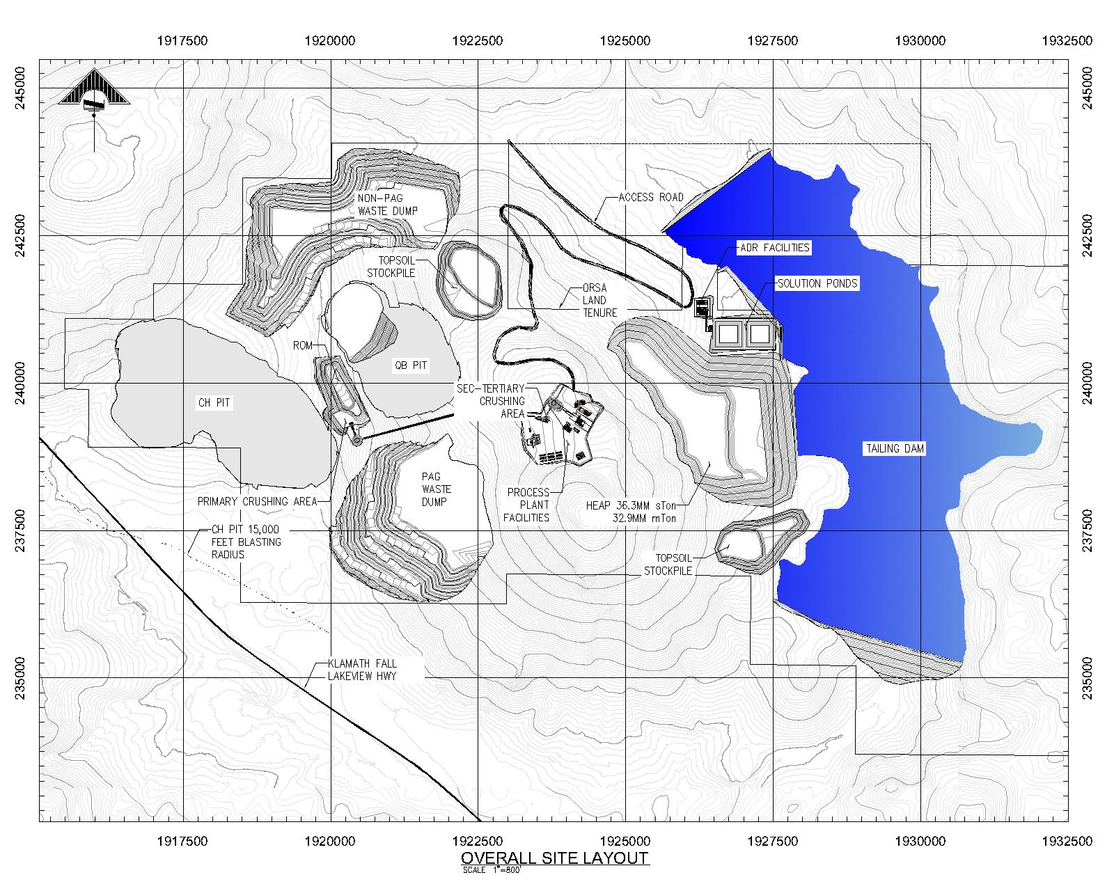 Figure 1 – Quartz Mountain Mine layout image