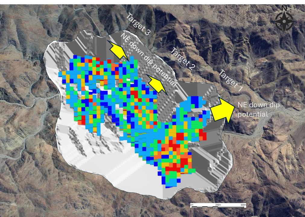 Haib Resource pit shell and block model – plan view