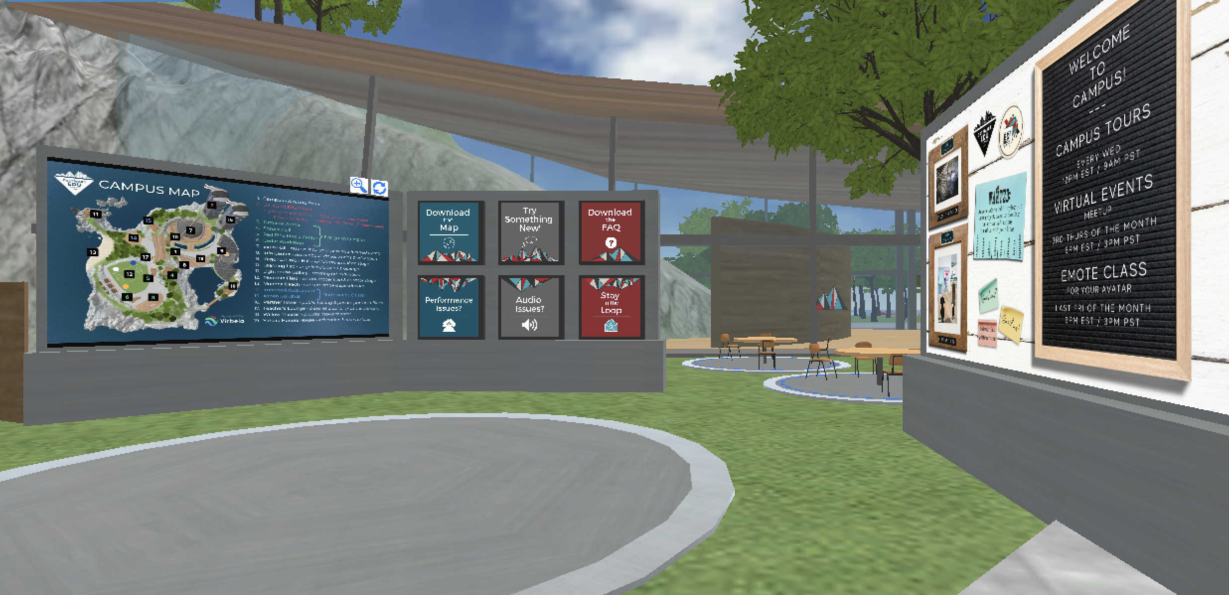 Welcome area of the DStewartEdu Campus powered by Virbela