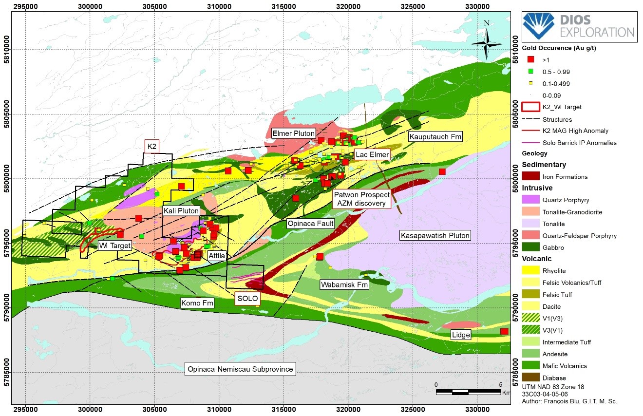 Geology - wholly-owned K2-Solo claim block