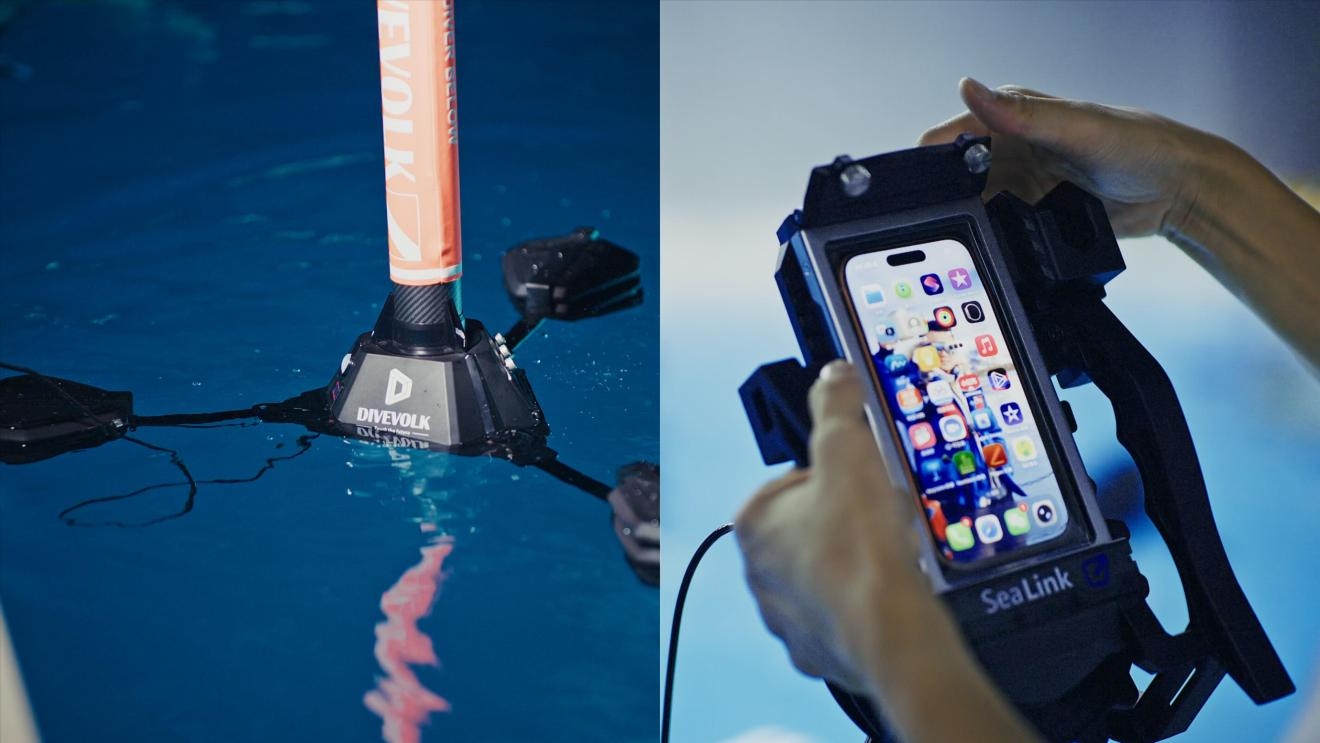 Underwater performance monitor view from vivo S60 Starlight Luggage production using DIVEVOLK SeaLink workflow