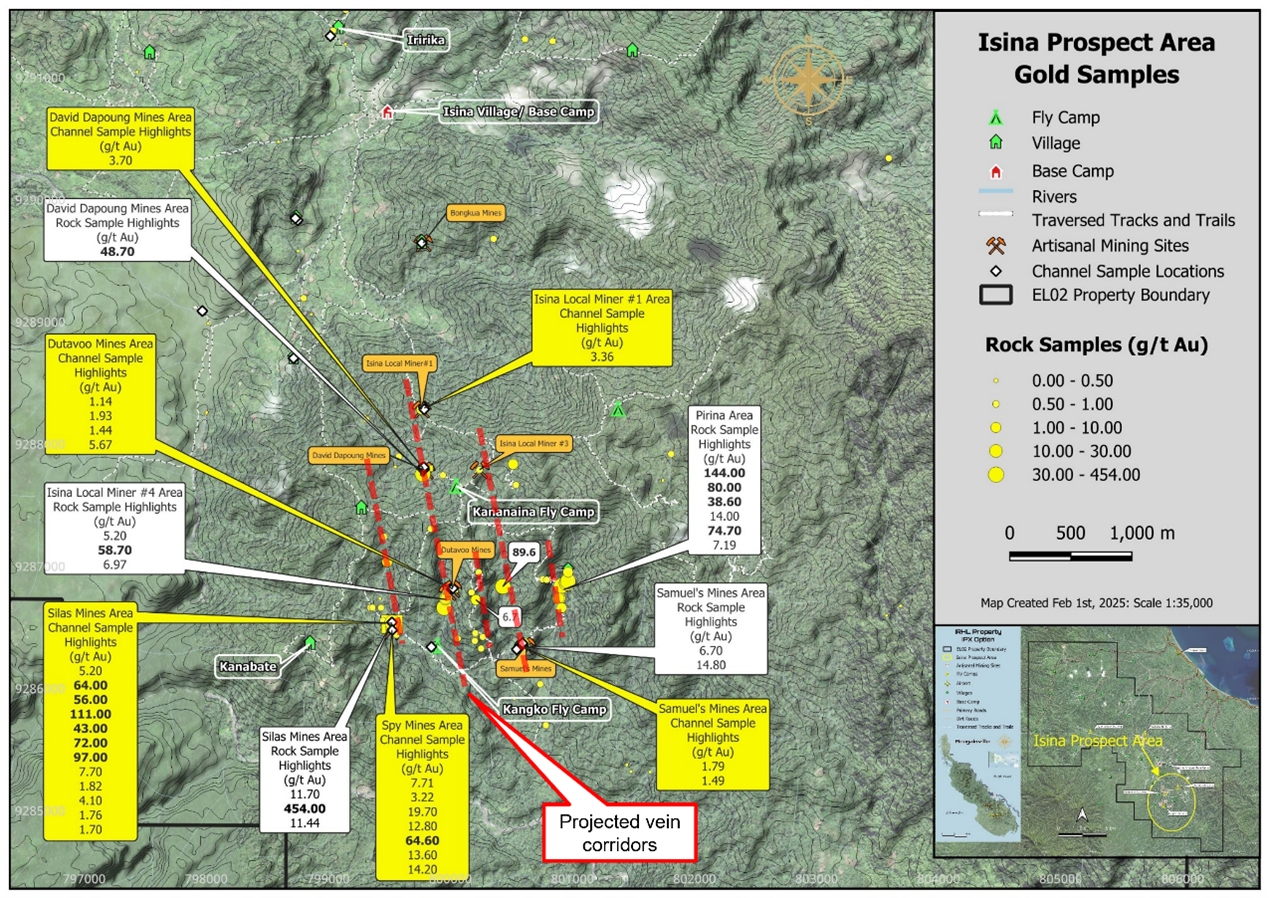 Detail of Gold in Rock Sampling at Isina Target Area