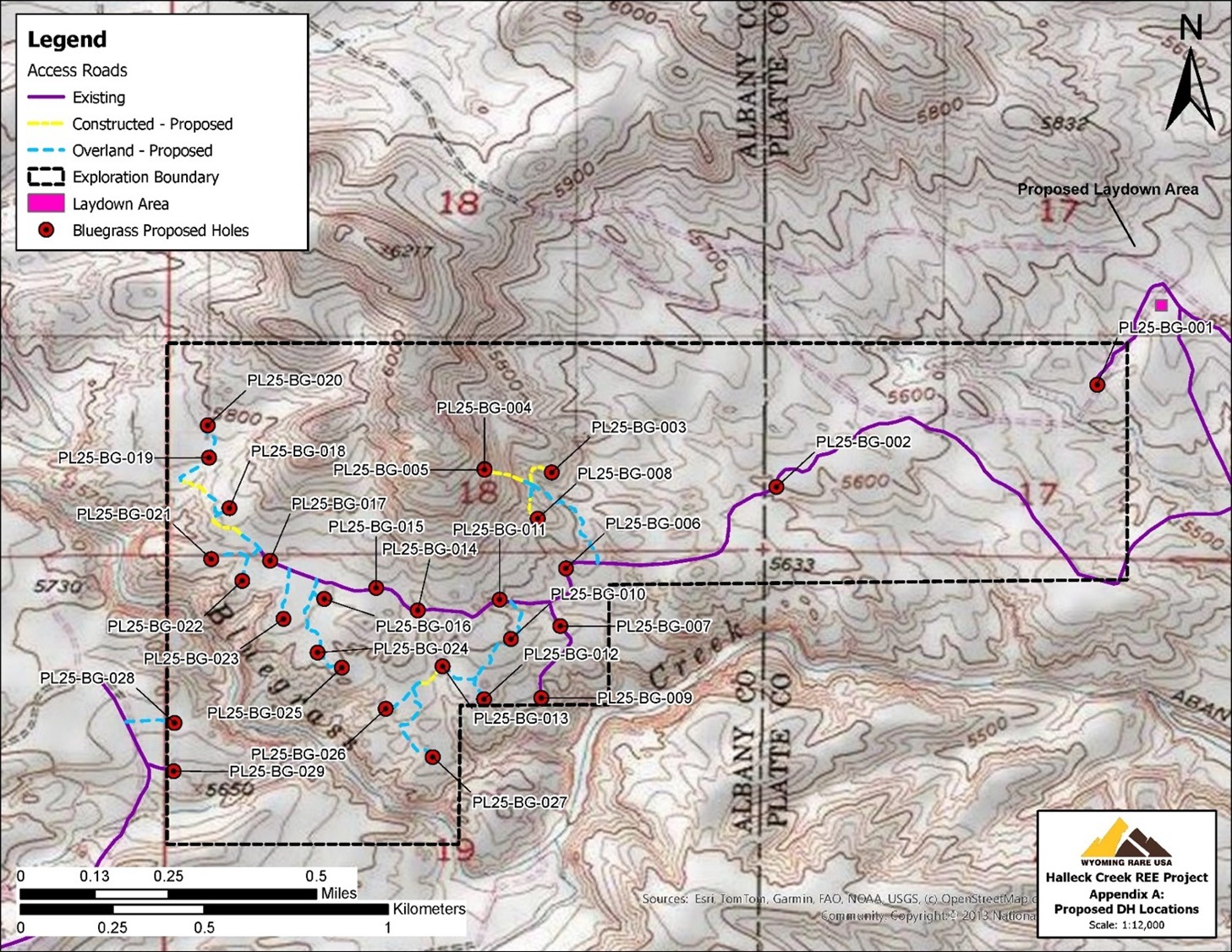 Figure 8 - Proposed Hole Locations at Bluegrass Exploration Area
