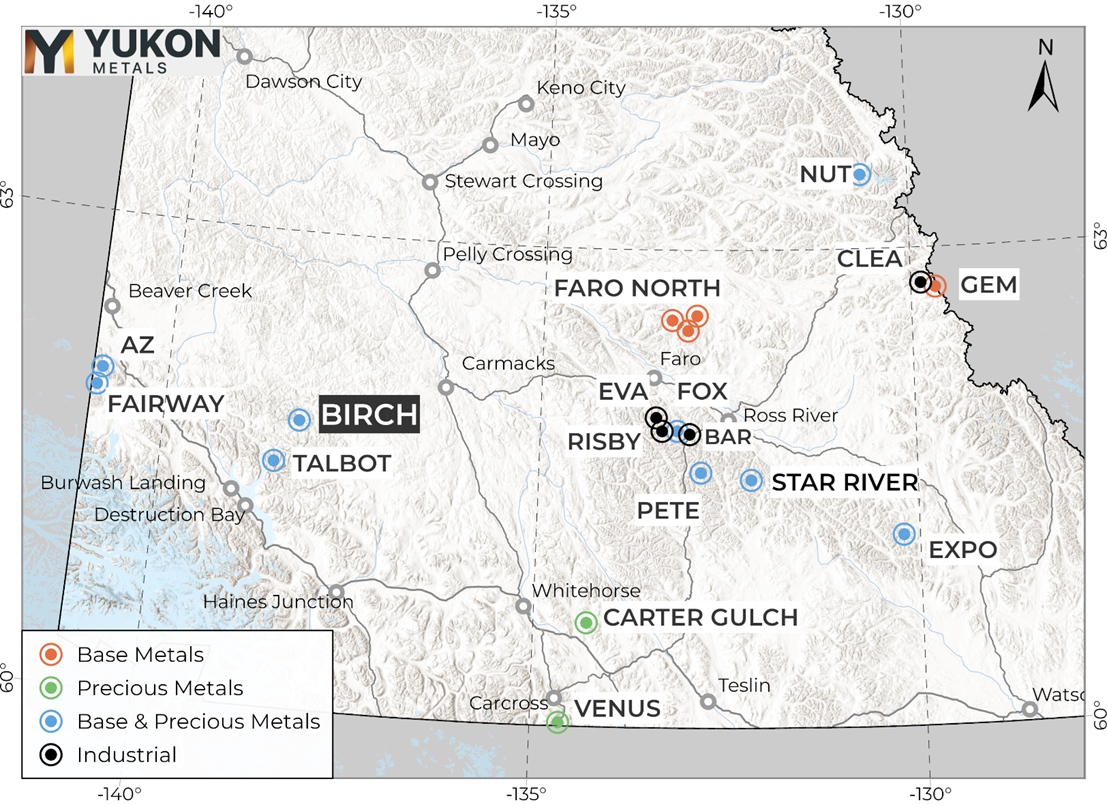 Birch project location map with relation to other YMC properties 