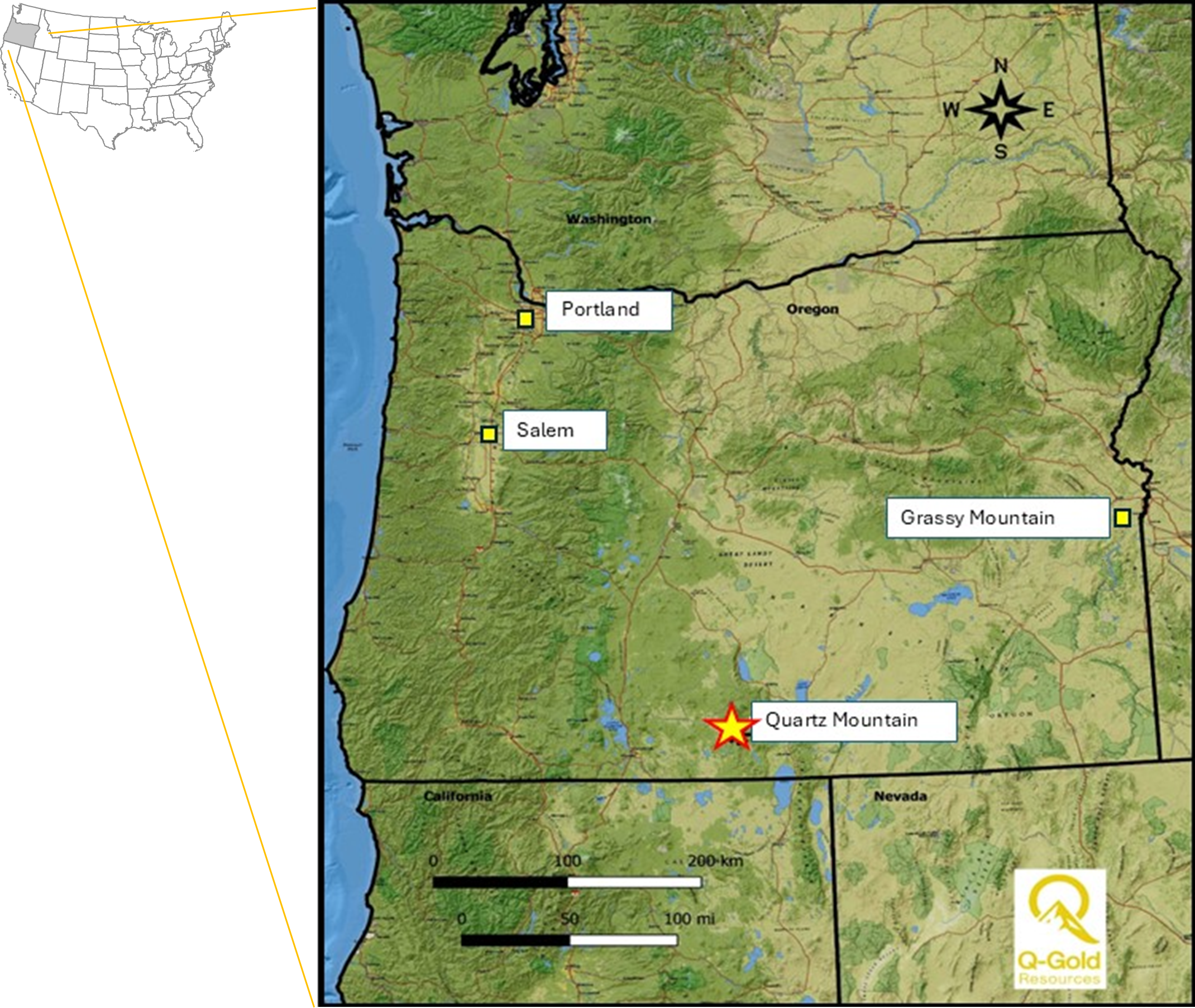 Figure 1: Quartz Mountain Gold Project Location Map 
