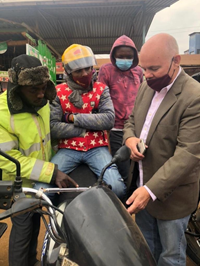 Dr. Torno meeting with motorcycle taxi (boda boda) drivers in Nairobi