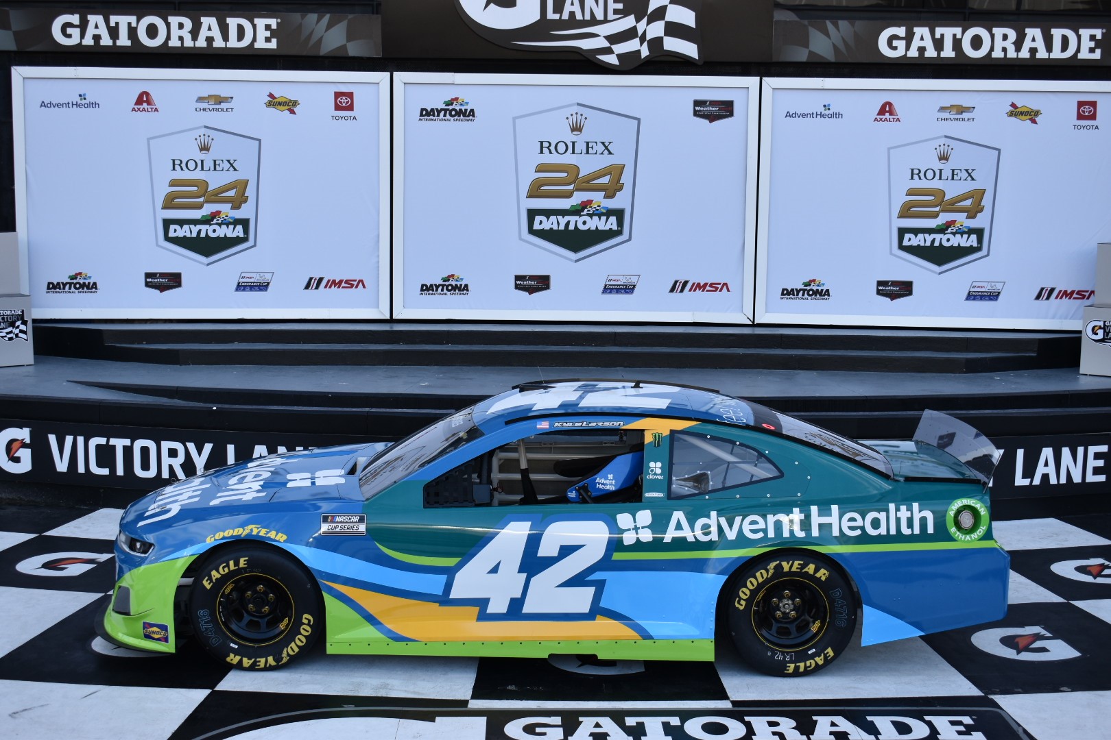 During the 2020 season, Kyle Larson will pilot the No. 42 AdventHealth Chevrolet Camaro ZL1 1LE for the Clash at Daytona, as well as the NASCAR Cup Series playoff race at Kansas Speedway in the fall.