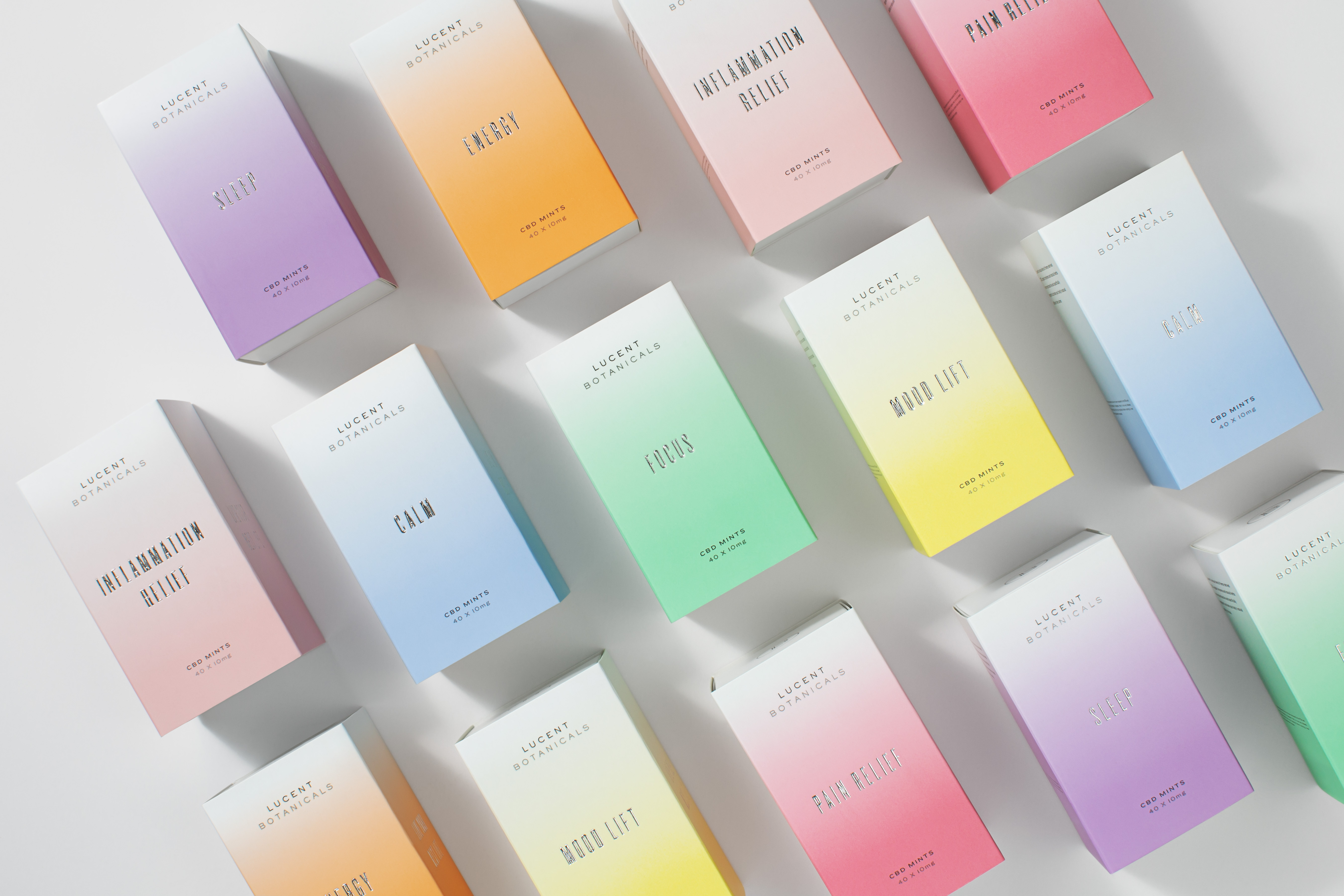 Lucent Botanicals’ designer CBD mints, which are available on lucentbotanicals.com, include:

1. Calm CBD Mints
2. Energy CBD Mints
3. Focus CBD Mints
4. Inflammation Relief CBD Mints
5. Mood Lift CBD Mints
6. Pain Relief CBD Mints
7. Sleep CBD Mints