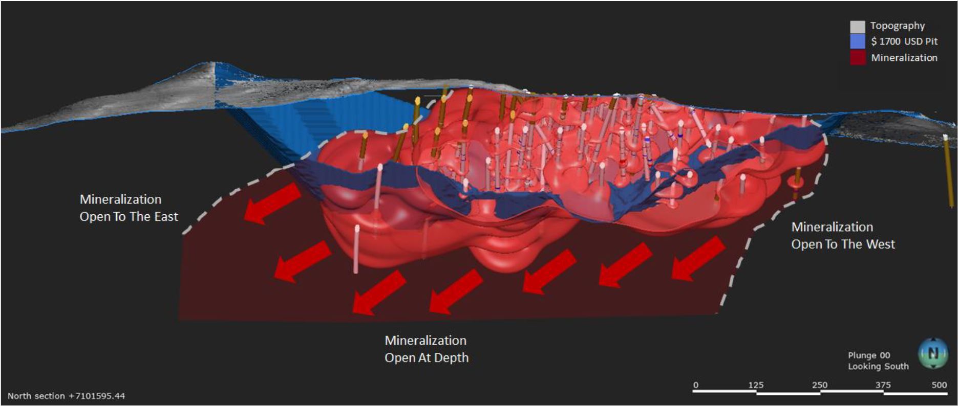 Idealized Long-Section of Raven Resource Pit and MRE bounds