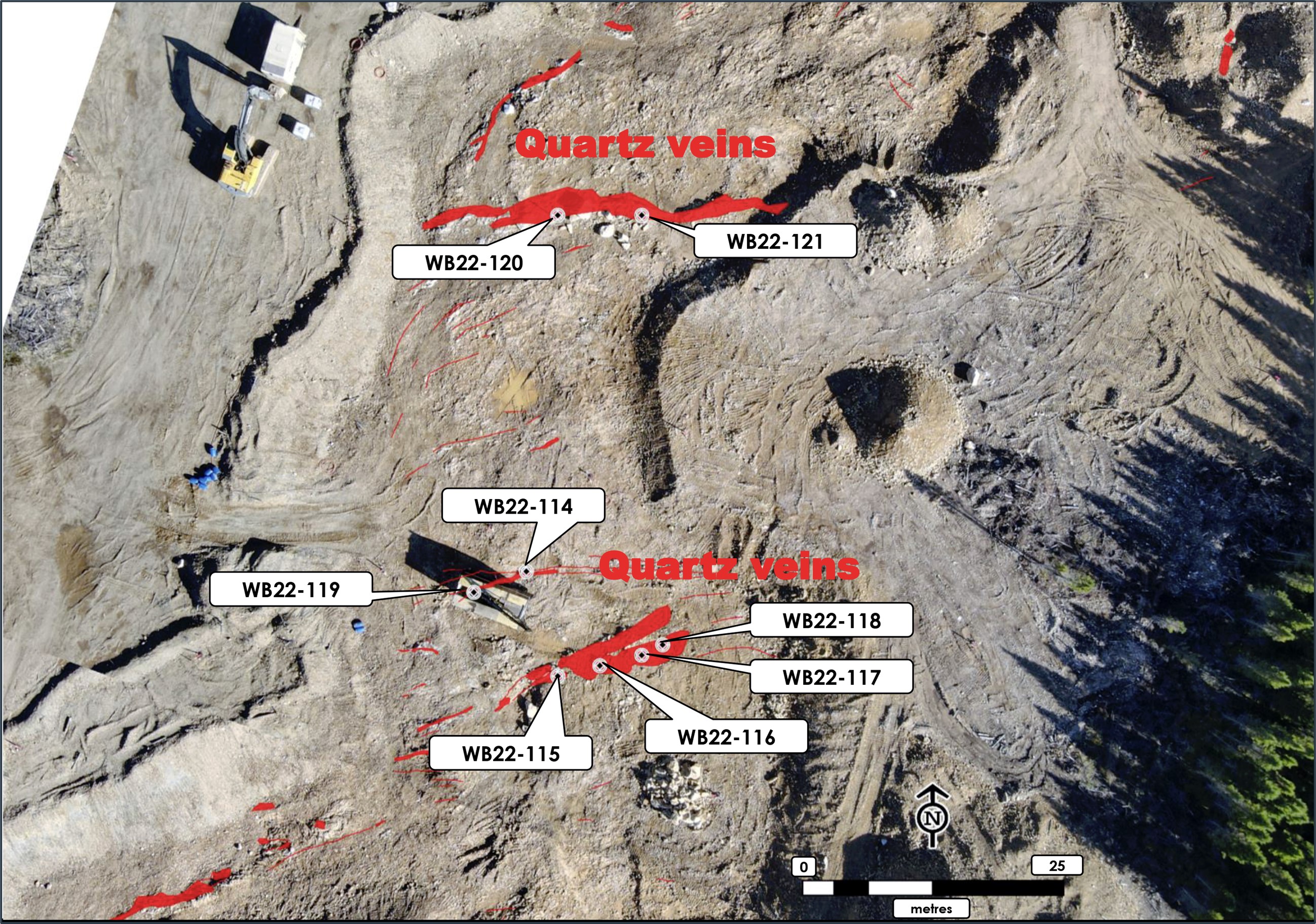 Figure 1: Location of the eight HQ holes drilled at the LGZ