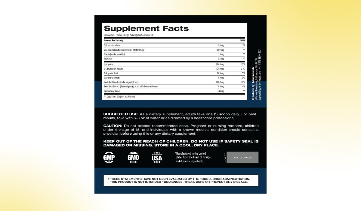 Nitric Boost Ultra Supplement Facts